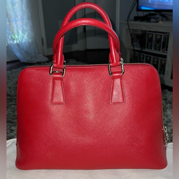 Metro City Crossbody Handbag Red Leather Satchel Purse Tote Bowler Bag Gift - Picture 9 of 10